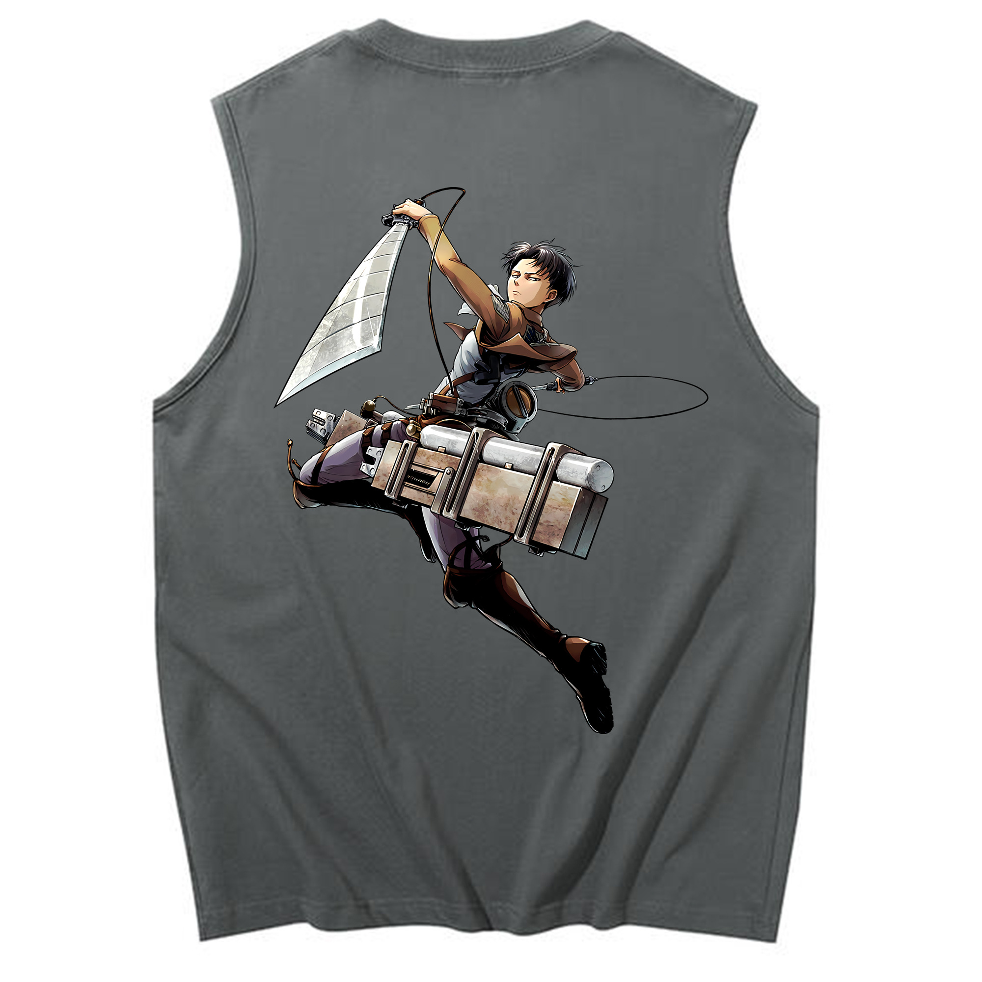 （画像用） 進撃の巨人 リヴァイ·アッカーマン Attack on Titan Levi Ackerman コットン100％タンクトップ（背面プリント）